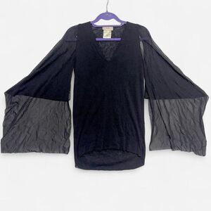 Vintage designer black mesh top blouse Italy